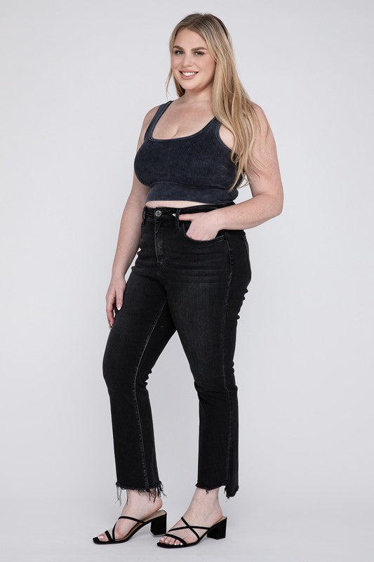 Plus Size High Rise Crop Flare Jeans- ONLINE ONLY