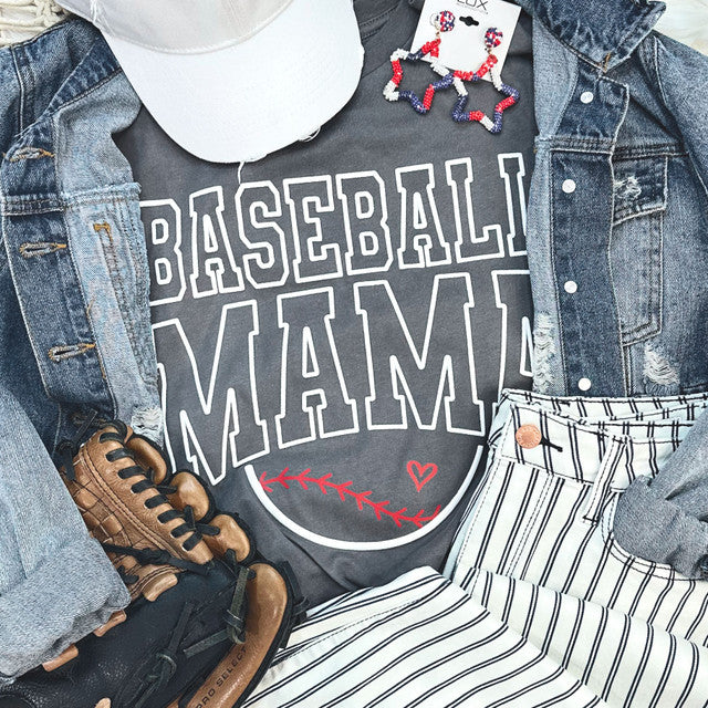 Puff Print Baseball Mama Tee - 2 colors