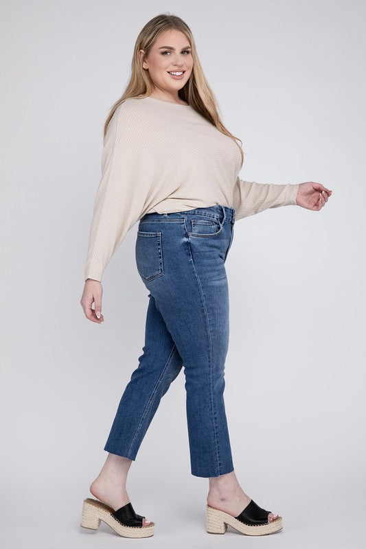 Plus Size High Rise Slim Straight Jeans- ONLINE ONLY