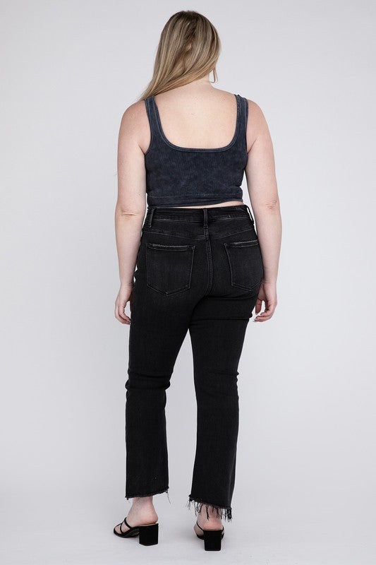 Plus Size High Rise Crop Flare Jeans- ONLINE ONLY