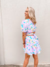 Isabella Floral Print Mini Cutout Dress-Lilac-FINAL SALE