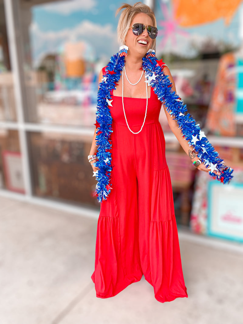 Liberty Bell Wide Leg Jumpsuit-Red-FINAL SALE