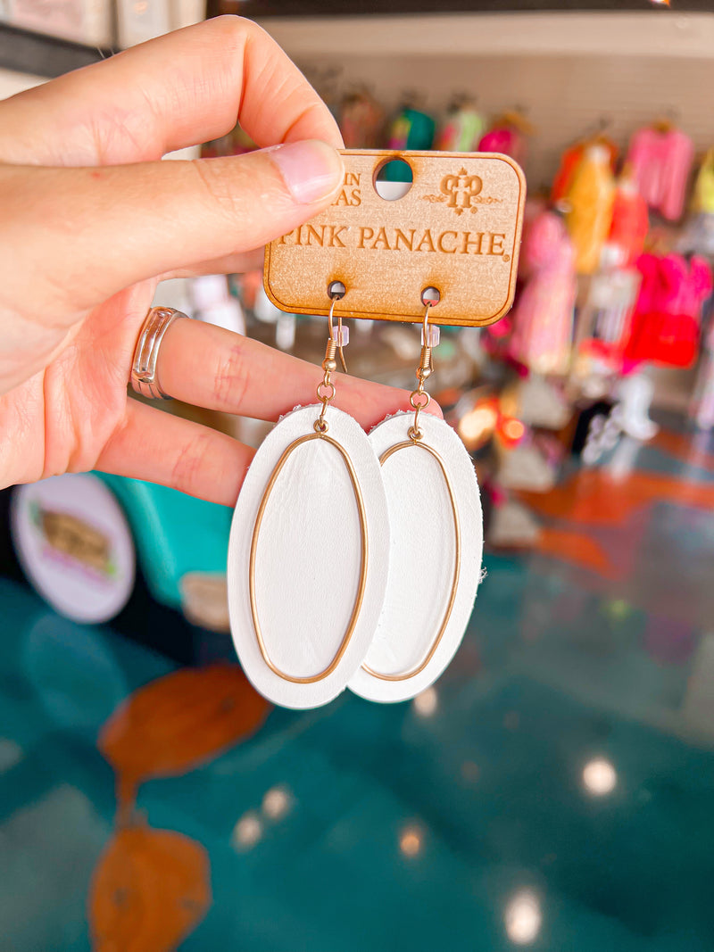 PINK PANACHE-1CNC X084-White/Gold Double Oval Earrings