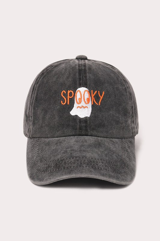 SPOOKY GHOST CHARCOAL BLACK CAP-FINAL SALE