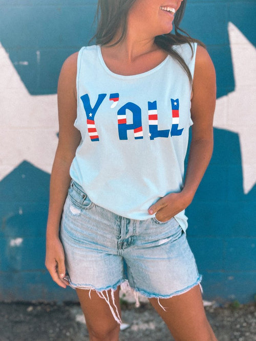 YALL TANK-Light Blue-Muscle Tank FINAL SALE
