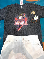 Baseball Mama Black Leopard Tee
