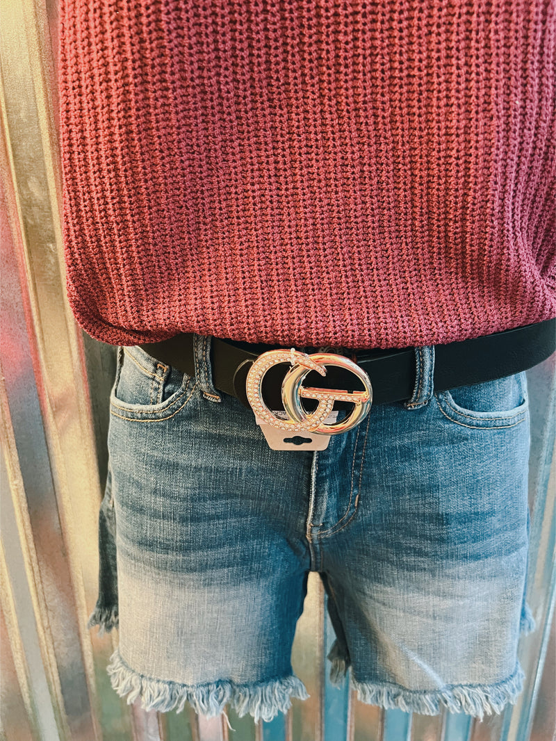 FAUX LEATHER BELT ONE SIZE-Multiple Colors