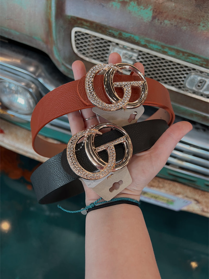 FAUX LEATHER BELT ONE SIZE-Multiple Colors