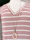 PINK PANACHE-1CNC D091-BLUSH TUBE BEAD OVAL 8MM BRONZE/AB LONG GOLD CHAIN NECKLACE