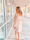 Shimmery Blush Metallic Foil Babydoll Mini Dress-FINAL SALE