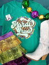 Mardi Gras Kelly Green Graphic Tee-FINAL SALE