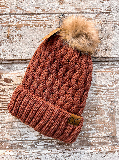 WINTER TIME POMPOM BEANIE-Multiple Colors-FINAL SALE