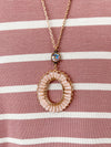 PINK PANACHE-1CNC D091-BLUSH TUBE BEAD OVAL 8MM BRONZE/AB LONG GOLD CHAIN NECKLACE