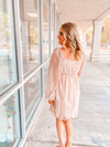 Shimmery Blush Metallic Foil Babydoll Mini Dress-FINAL SALE
