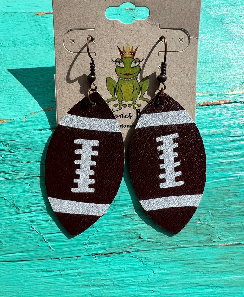 Touchdown Leather Football Earrings