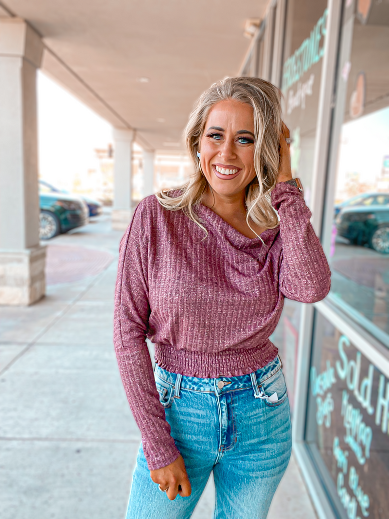 Rachel Off Shoulder Top-Mauve